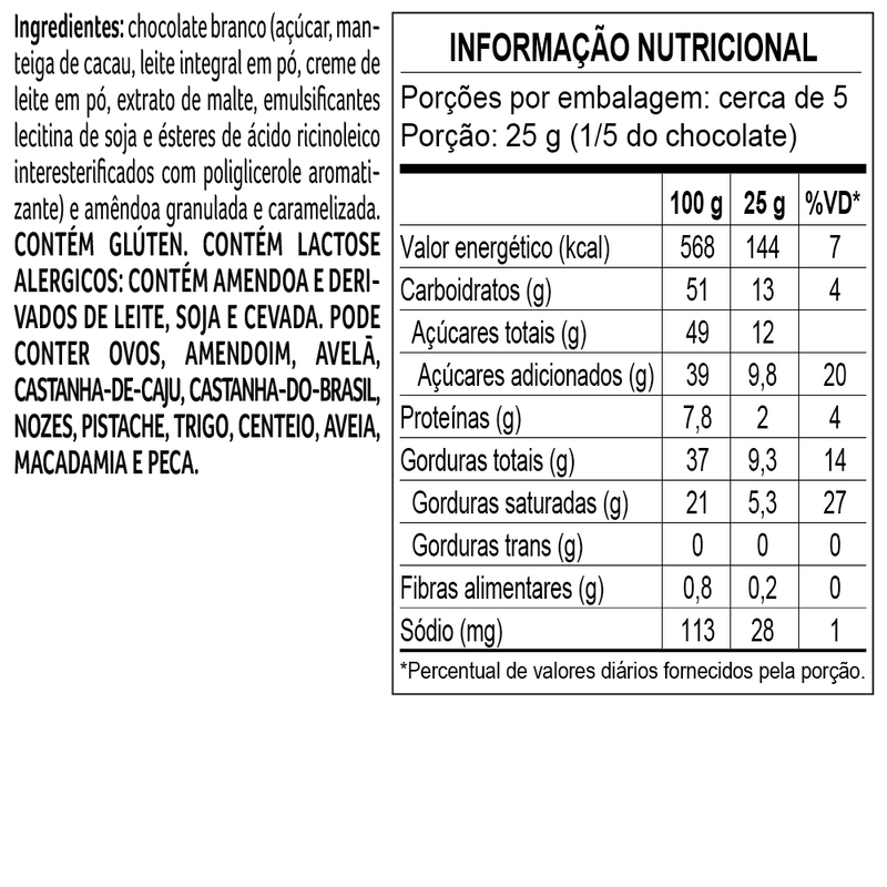 Tablete de páscoa branco 120g