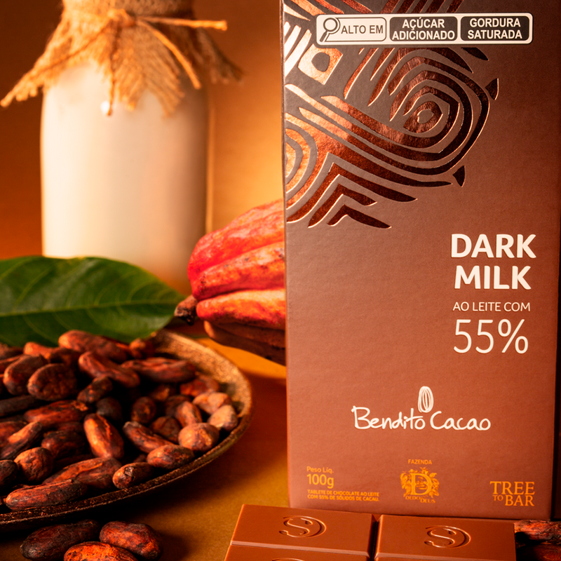 Tablete dark milk 55% cacau 100g