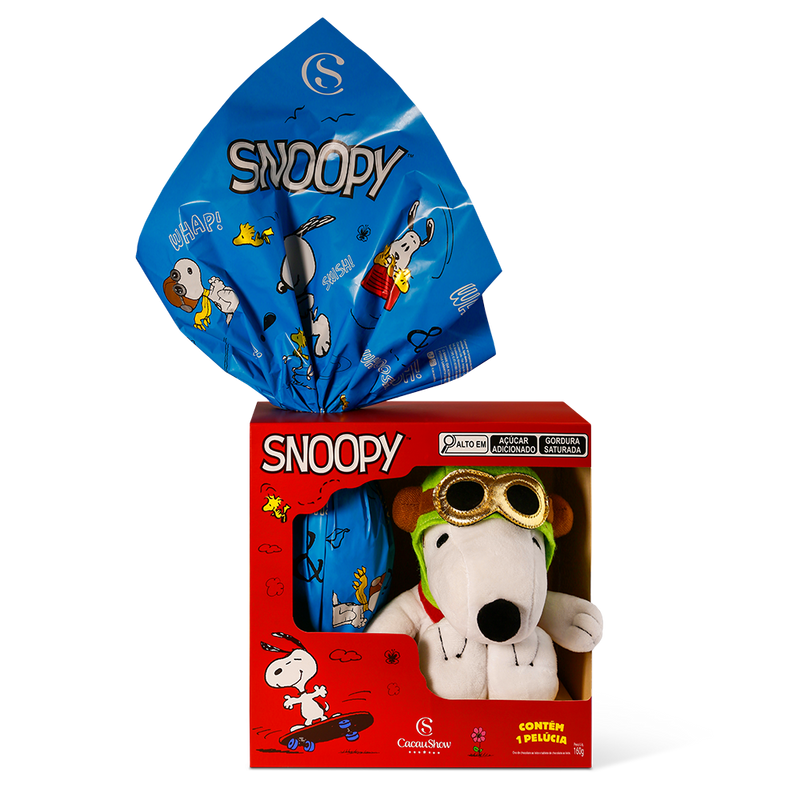 Ovo de páscoa pelúcia snoopy aviador 160g