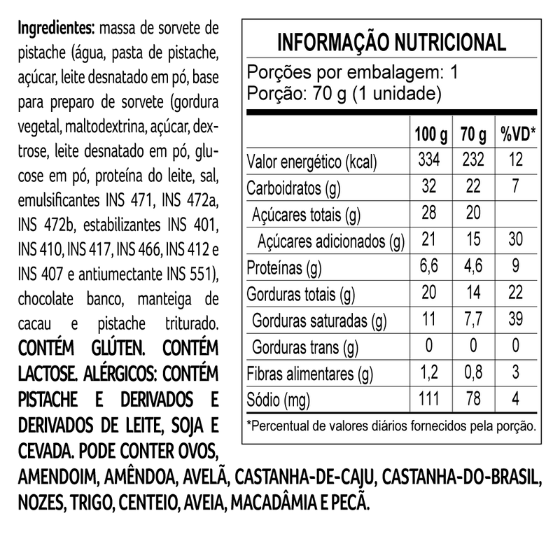 Sorvete lanut pistache 70g